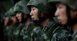 Soldiers of the Chinese People’s Liberation Army 1st Amphibious Mechanized Infantry Division