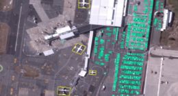 BlackSky Gen-3 satellite image with AI-enabled analytics highlighting aircraft and vehicles over the main terminal of Wellington International Airport in New Zealand